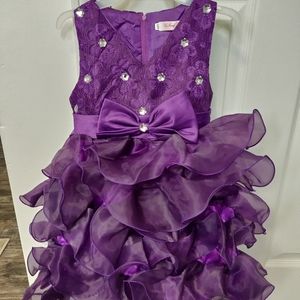 Toddler girls 3T purple layered dress with rhinest
